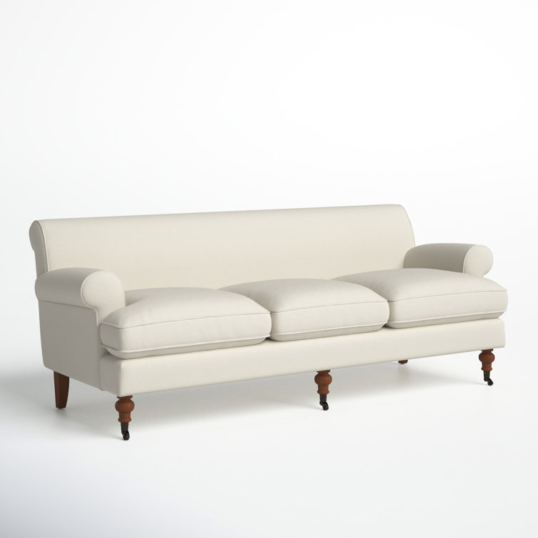 Alana Light Beige Linen Upholstered Lawson Sofa with Removable Cushions