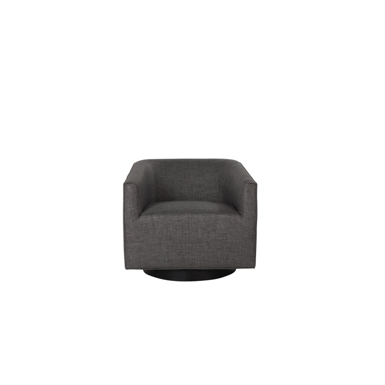 Taupe Twill Handcrafted Swivel Barrel Chair