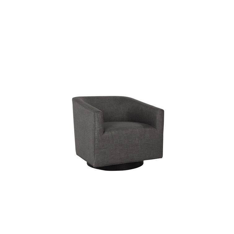 Taupe Twill Handcrafted Swivel Barrel Chair