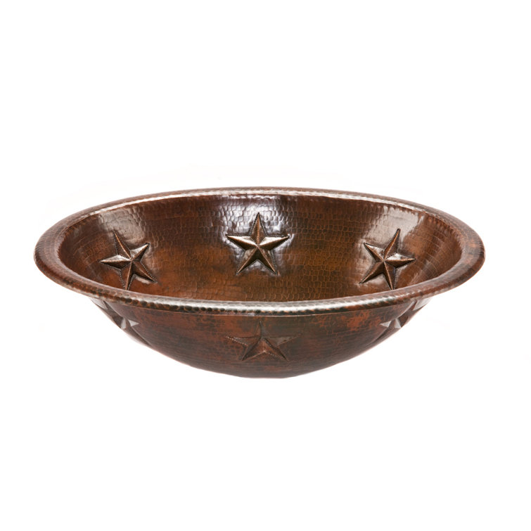 19'' Oval Star Hammered Copper Sink with Oil Rubbed Bronze Finish