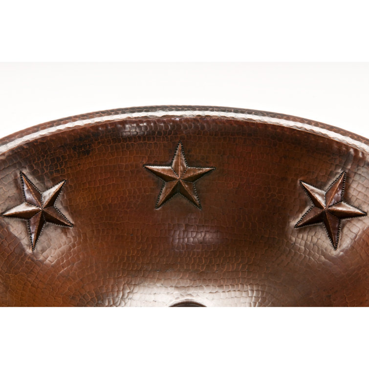 19'' Oval Star Hammered Copper Sink with Oil Rubbed Bronze Finish