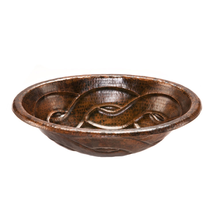 19" Oval Oil Rubbed Bronze Hammered Copper Bathroom Sink