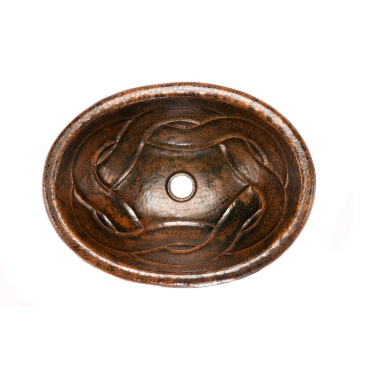 19" Oval Oil Rubbed Bronze Hammered Copper Bathroom Sink