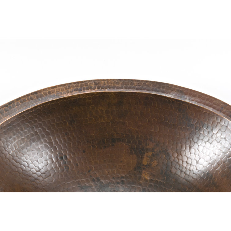 17" Oval Hammered Copper Under Counter Bathroom Sink
