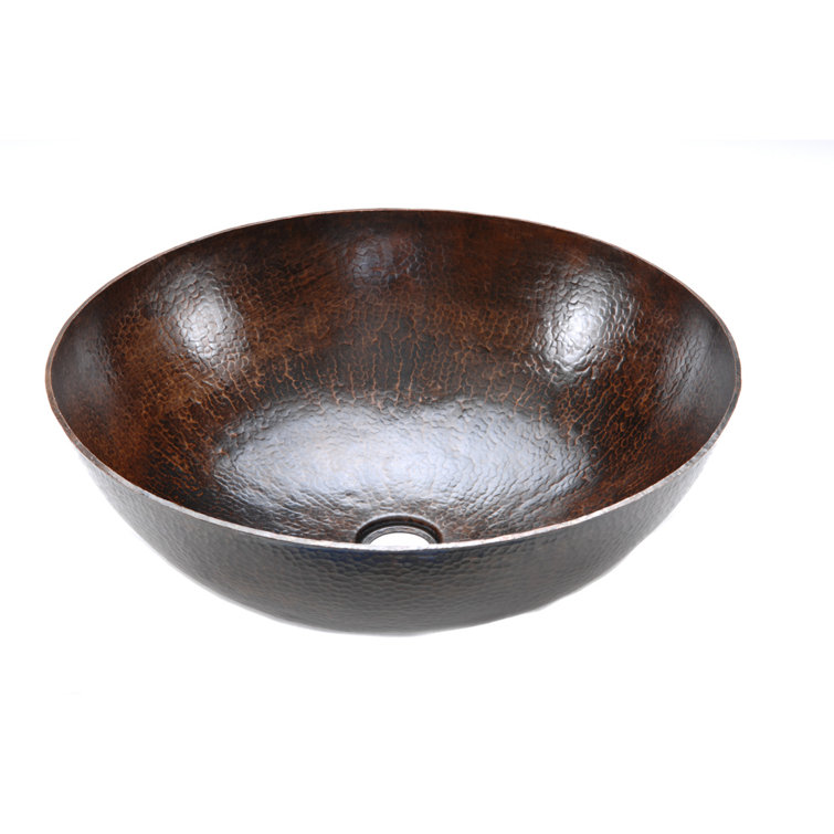 17" Large Round Oil Rubbed Bronze Hammered Copper Sink