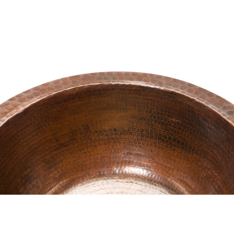 14" Round Hammered Copper Bar Sink in Oil Rubbed Bronze Finish