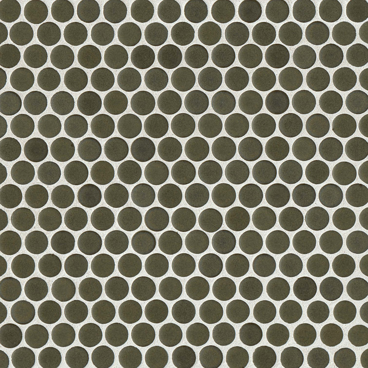 Shale Glossy Penny Round Porcelain Mosaic Tile Sheet