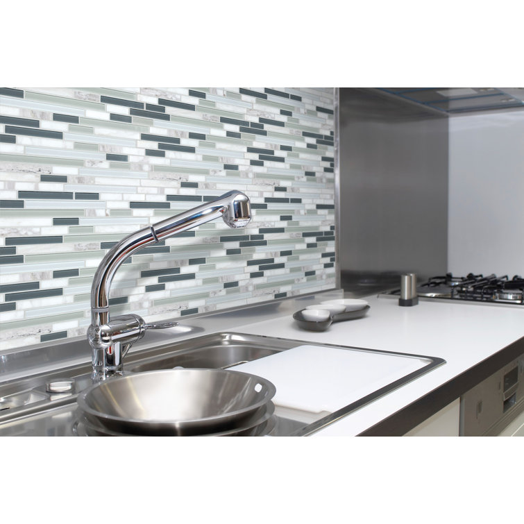 Eclipse Eternity Gray Glass Linear Mosaic Wall Tile 12" x 12"