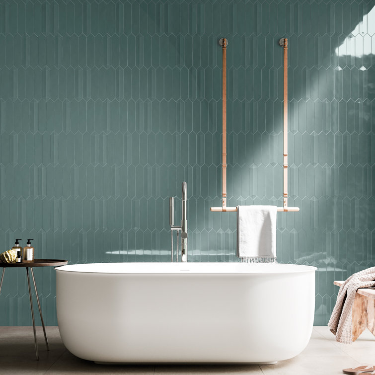 Camino Blue Polished Ceramic Hexagon Wall Tile
