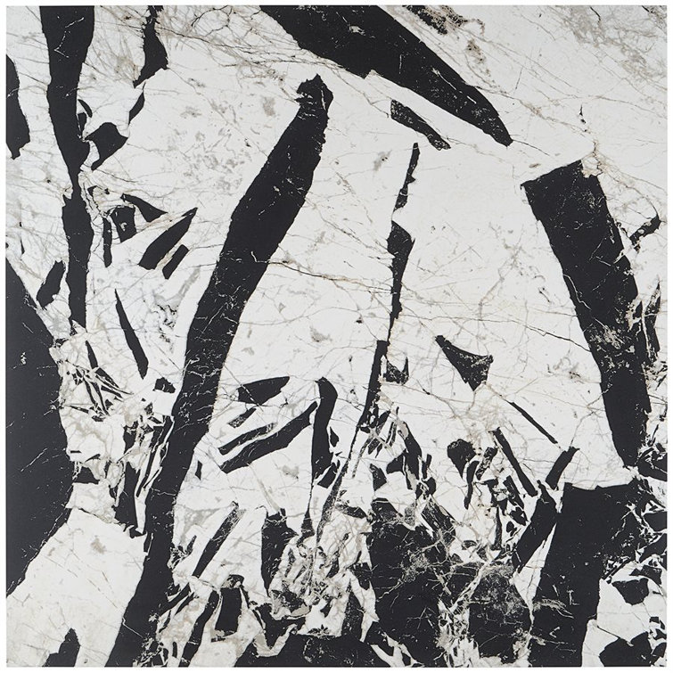 Kasama 30" x 30" Matte Black and White Porcelain Marble Look Tile