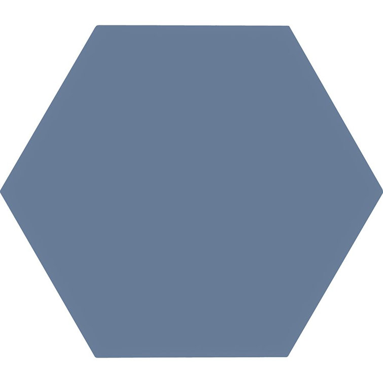 Eclipse Blue 8" Hexagon Matte Porcelain Floor and Wall Tile