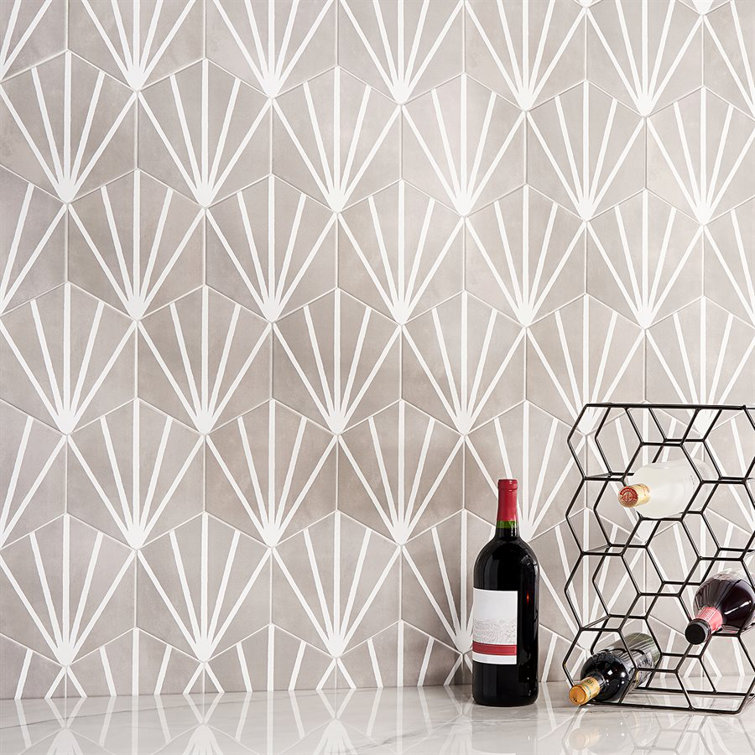 GeoHex Sand 8" Hexagon Matte Porcelain Floor and Wall Tile