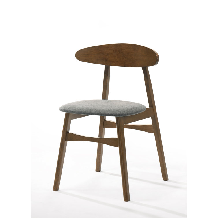 Evian 1000 Grey Fabric Upholstered Side Chair with Walnut Wood Frame