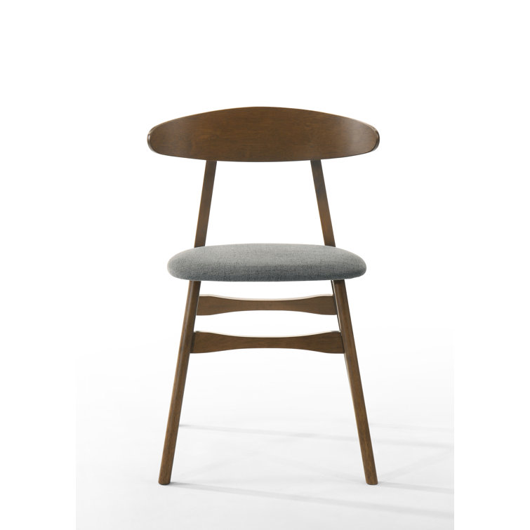 Evian 1000 Grey Fabric Upholstered Side Chair with Walnut Wood Frame