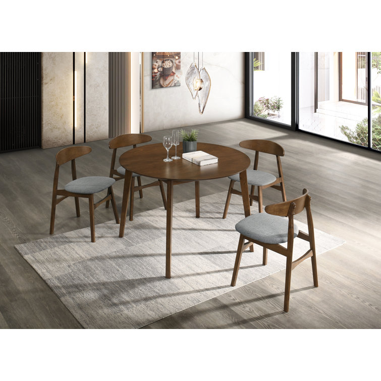 Evian 1000 Grey Fabric Upholstered Side Chair with Walnut Wood Frame
