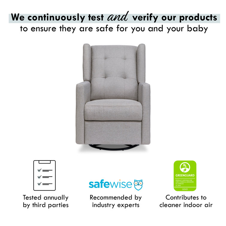 Misty Grey Swivel Recliner with Wood Base