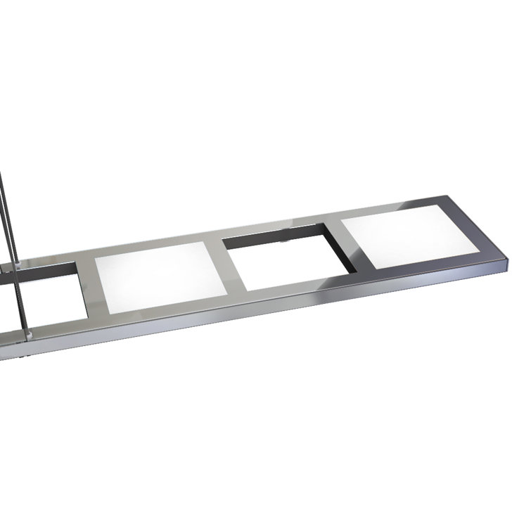 Quadra Silver Linear LED Pendant Light with White Shades