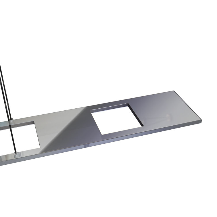 Quadra Silver Linear LED Pendant Light with White Shades