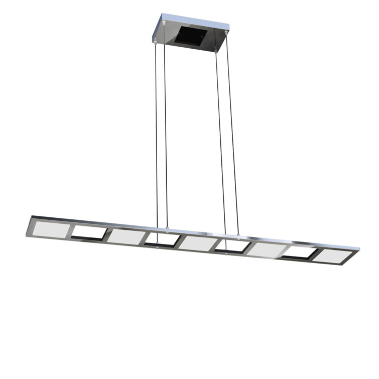 Quadra Silver Linear LED Pendant Light with White Shades
