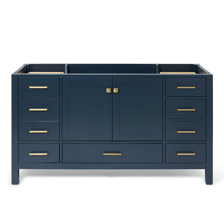 Midnight Blue 60" Solid Wood Freestanding Vanity Cabinet