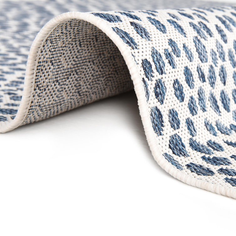 Cape Town Blue and Ivory Rectangular Outdoor Rug