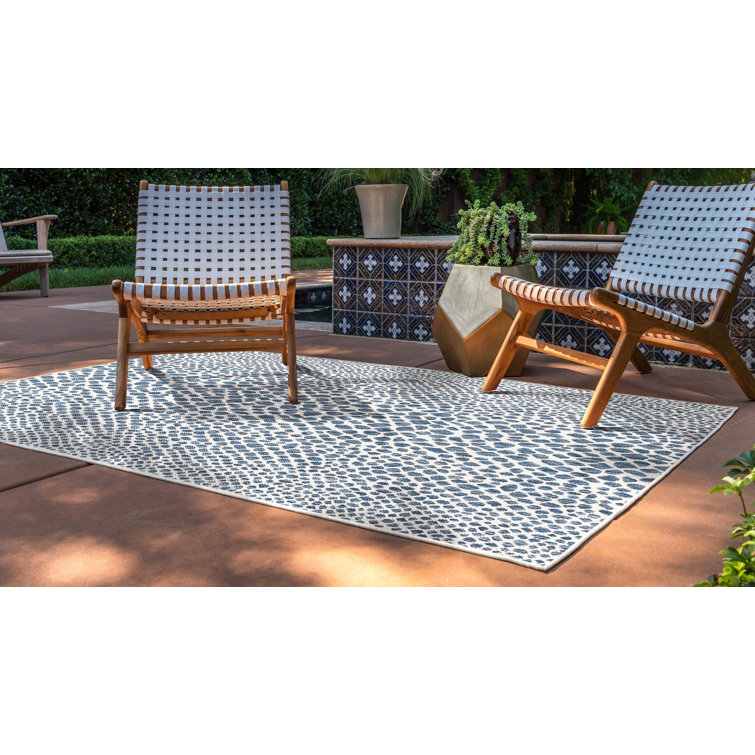 Cape Town Blue and Ivory Rectangular Outdoor Rug