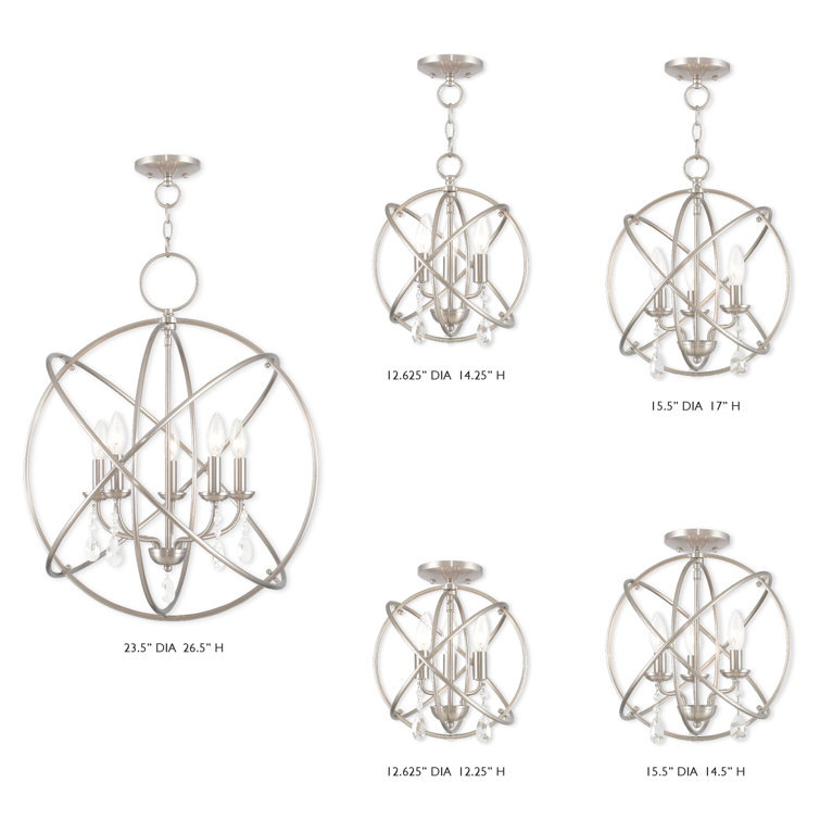 Aria Brushed Nickel Crystal Orb Chandelier