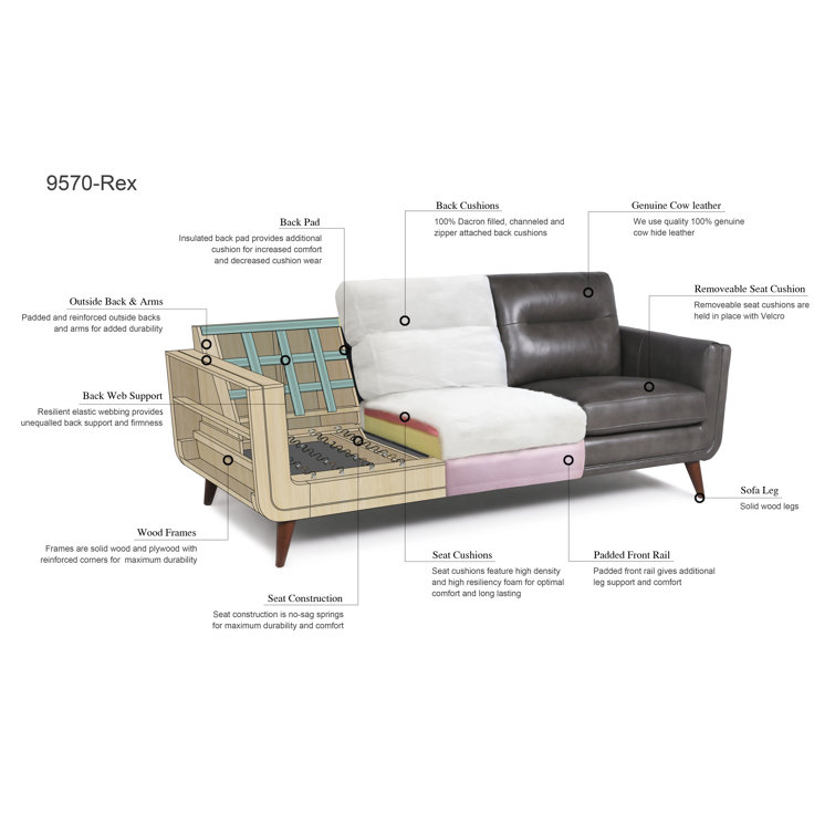 Cobblestone Brown Tufted Leather Sofa with Removable Cushions