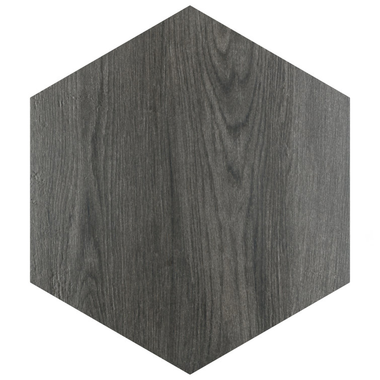 Natura Hex Nero 14" x 16.25" Porcelain Wood Look Tile