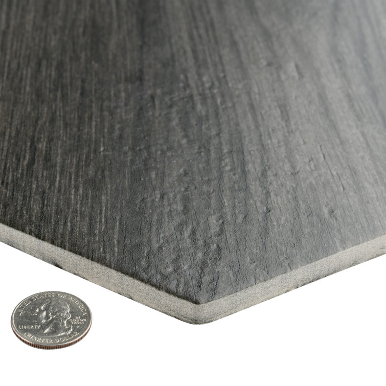 Natura Hex Nero 14" x 16.25" Porcelain Wood Look Tile