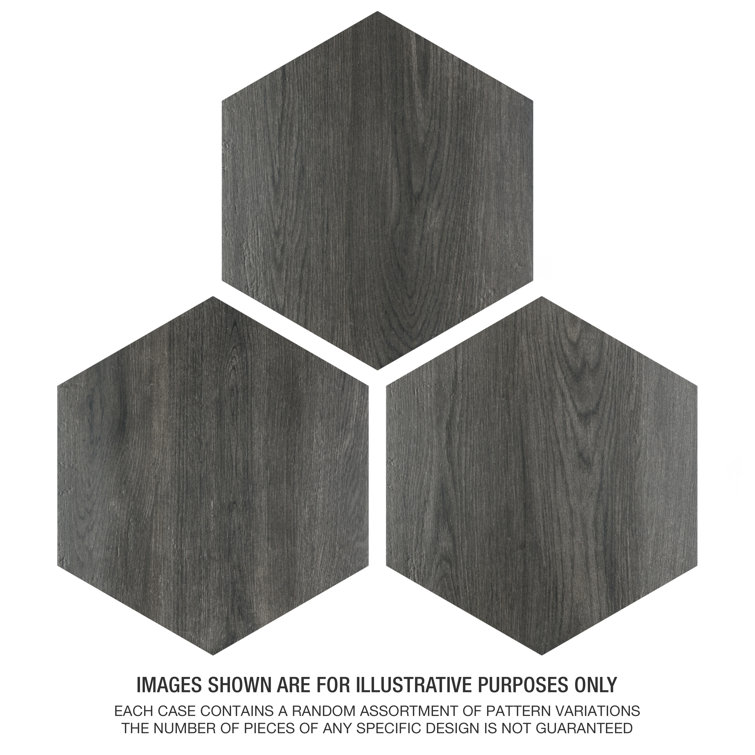 Natura Hex Nero 14" x 16.25" Porcelain Wood Look Tile