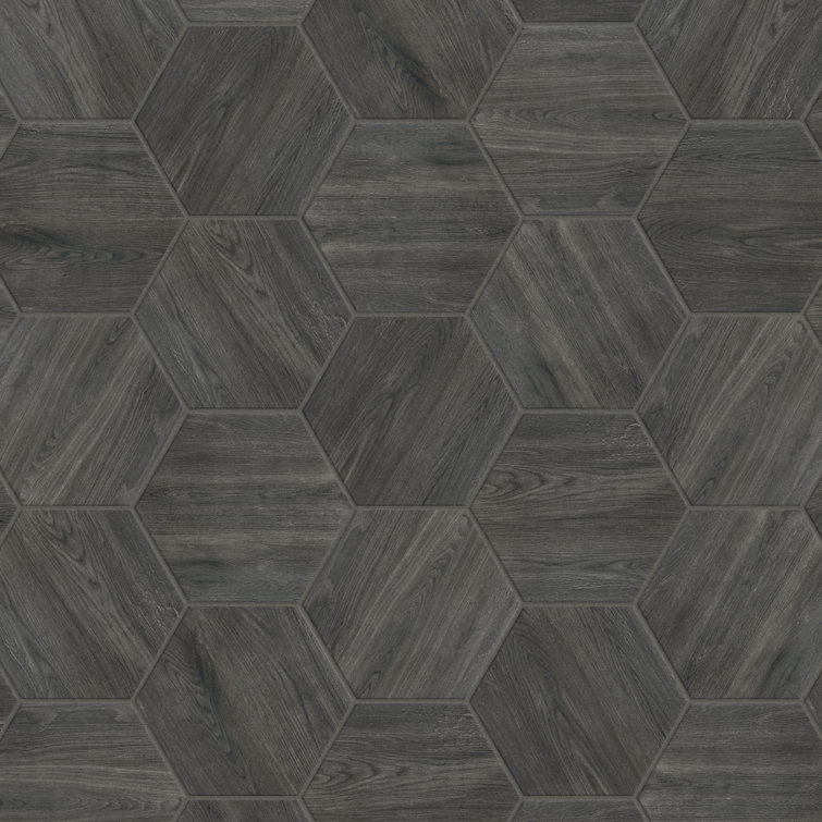 Natura Hex Nero 14" x 16.25" Porcelain Wood Look Tile