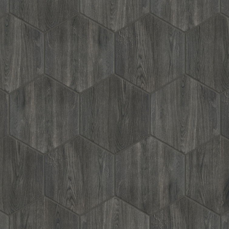 Natura Hex Nero 14" x 16.25" Porcelain Wood Look Tile