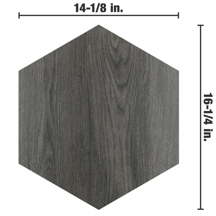Natura Hex Nero 14" x 16.25" Porcelain Wood Look Tile