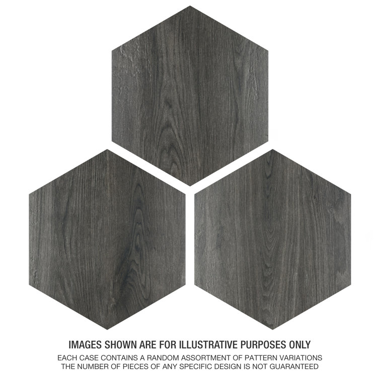 Natura Hex Nero 14" x 16.25" Porcelain Wood Look Tile