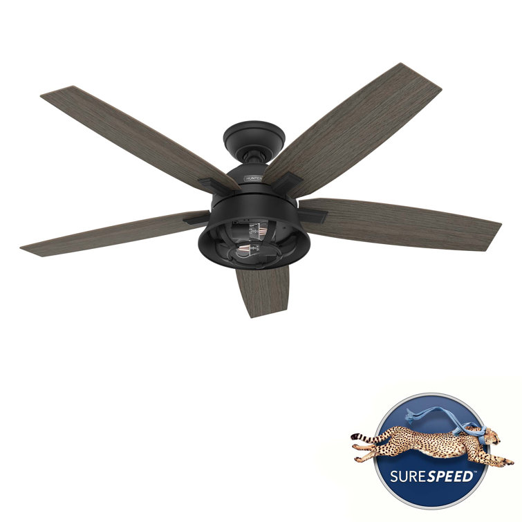 52" Matte Black Hampshire Ceiling Fan with LED Light and Remote