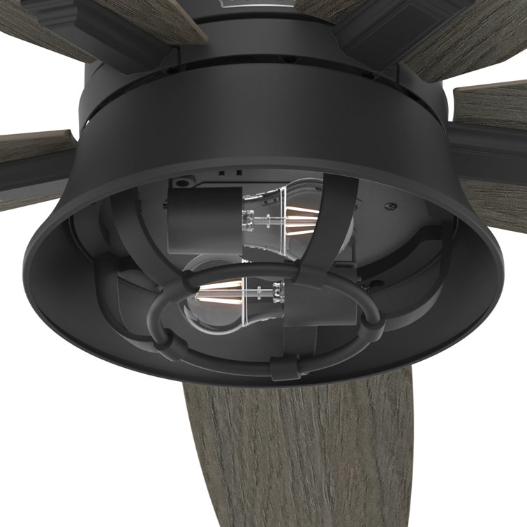 52" Matte Black Hampshire Ceiling Fan with LED Light and Remote