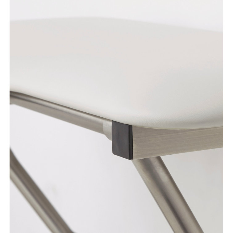 White Padded Folding Wall-Mounted Shower Seat with Stainless Steel Frame