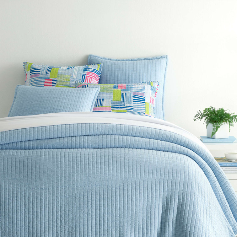 Aegean Blue Twin Cotton Matelassé Coverlet