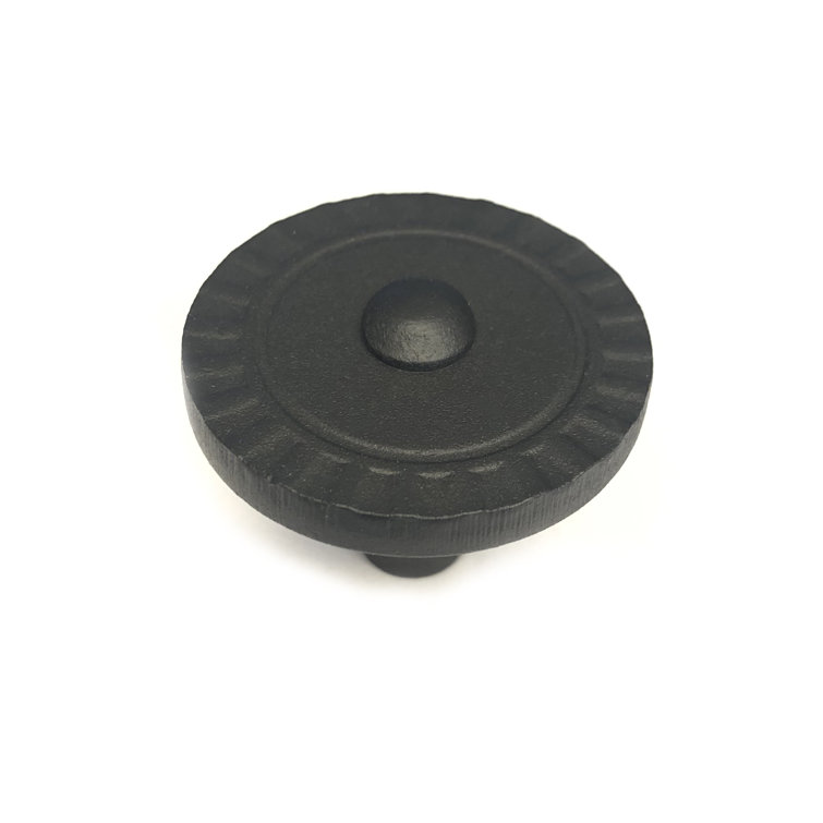 Black Round Iron Mushroom Cabinet Knob with Mounting Hardware