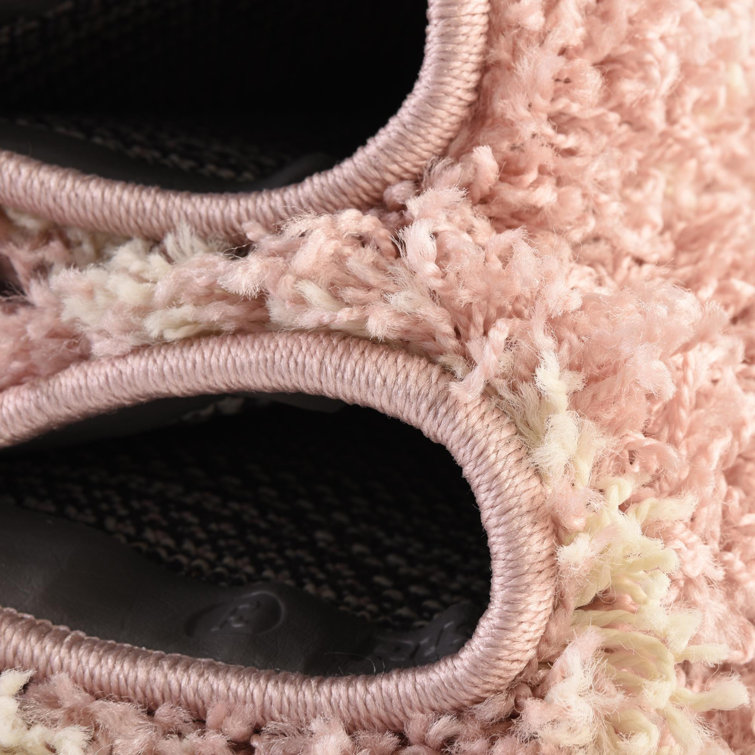 Square Light Pink Trellis Shag Synthetic Rug