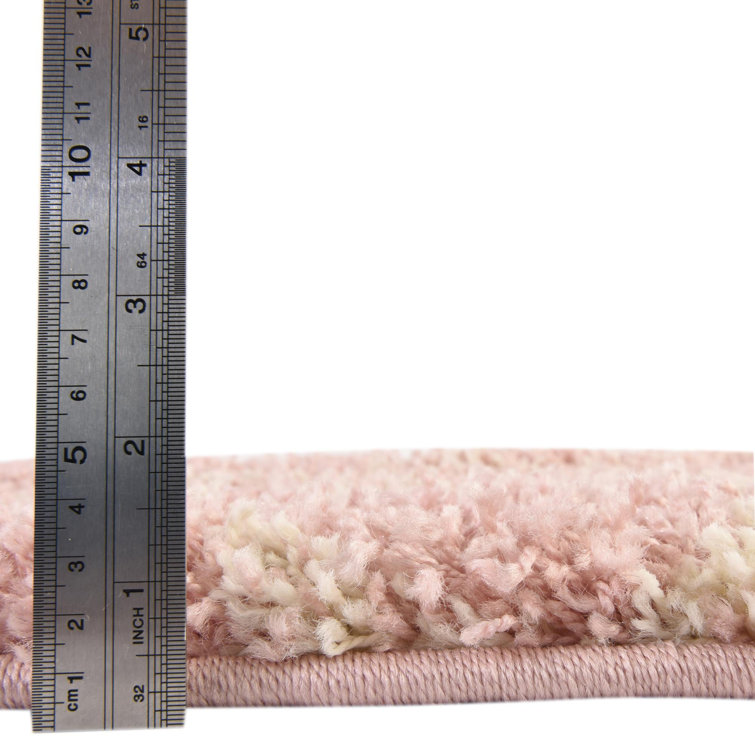Square Light Pink Trellis Shag Synthetic Rug