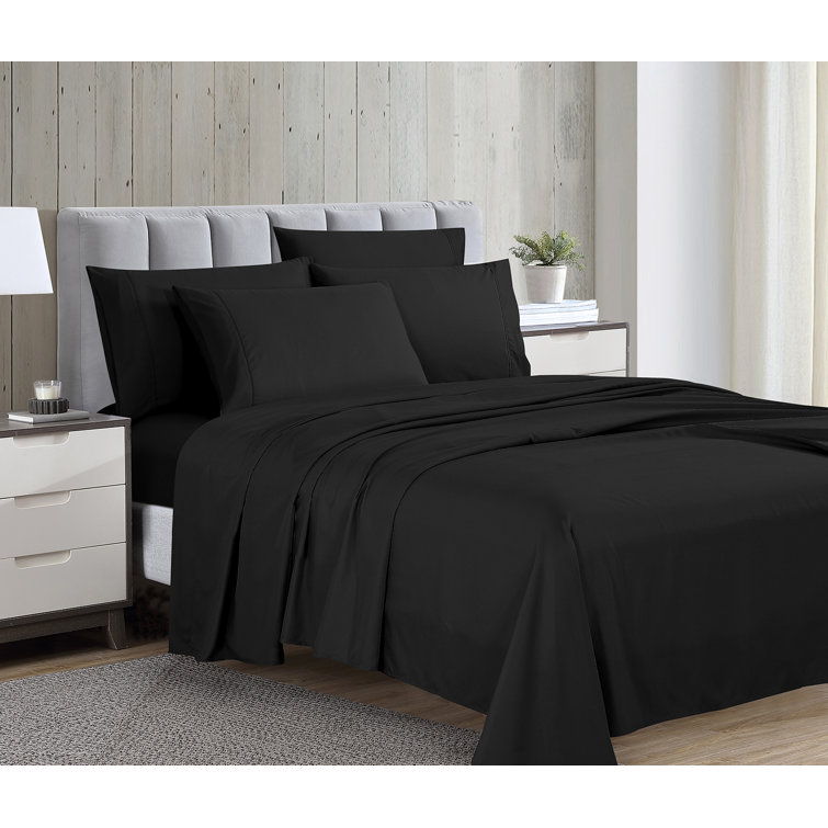Queen Black Ultra Soft Microfiber Sheet Set with Extra Pillowcases