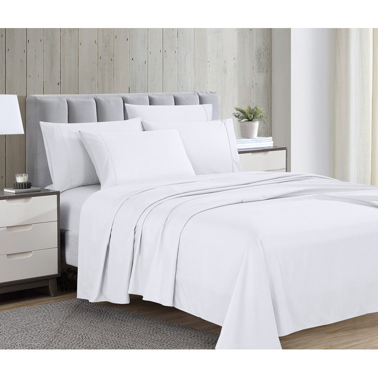 Queen White Ultra-Soft Cotton Microfiber Sheet Set