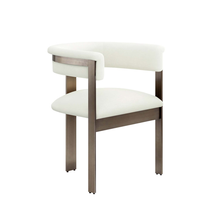 Shell Upholstered Suede Arm Chair with Metal Frame