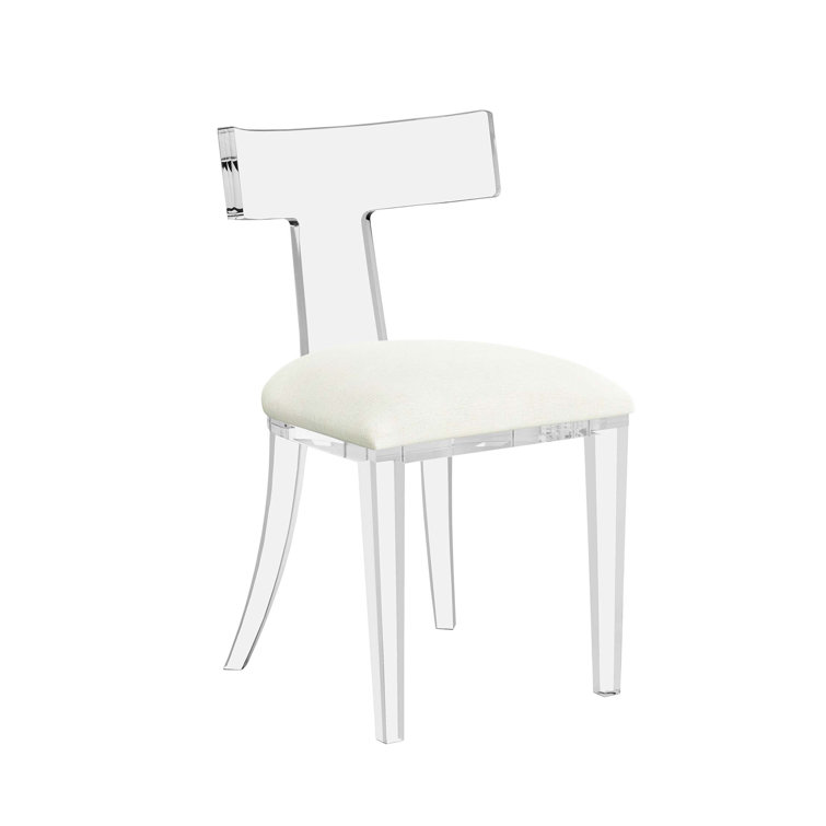 Shell Upholstered Acrylic Side Chair with Cotton Blend Cushion