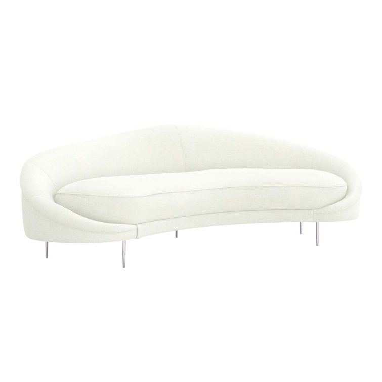 Ava Shell Chenille 103'' Sofa with Polished Nickel Frame