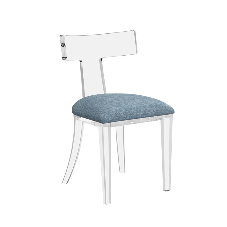 Surf Blue Coastal-Inspired Upholstered Acrylic Side Chair