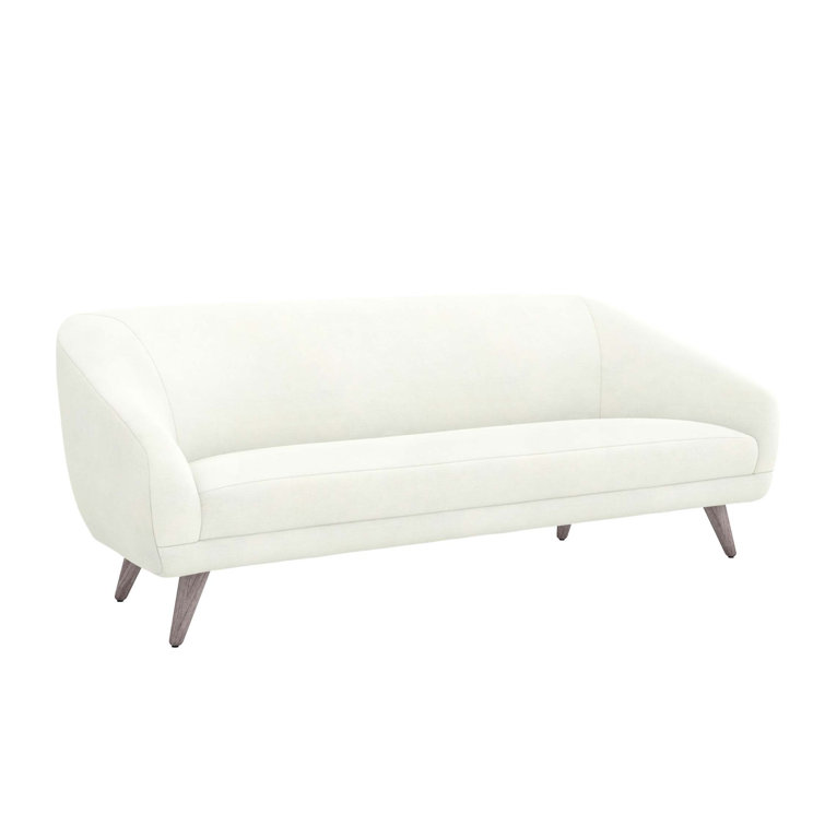 Coastal Shell Chenille 97'' Light Grey Ash Wood Upholstered Sofa
