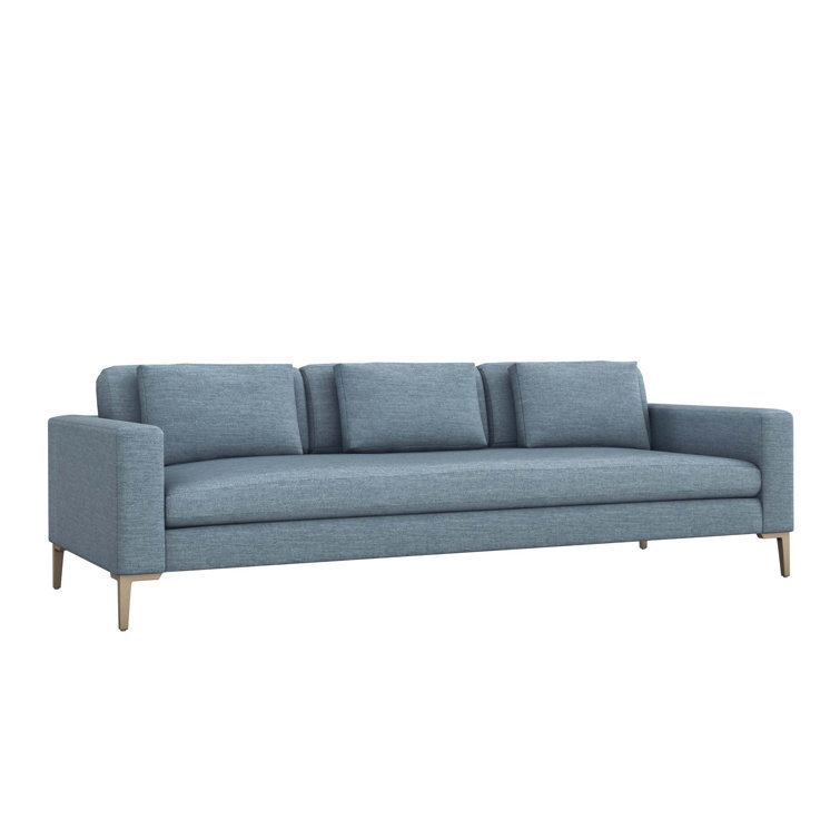 Izzy Surf Polyester Twill Pillow Back Sofa with Bronze Metal Frame